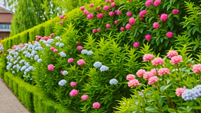 Уход за молодыми деревьями в живой изгороди на участке в Нижнем Новгороде.